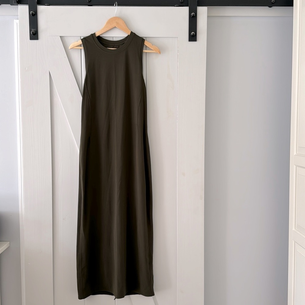 Olive green fitted lululemon maxi dress